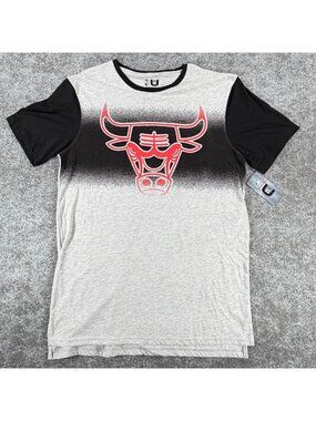 NWT UNK NBA T-Shirt Mens XL Gray Black Ombre Chicago Bulls Team Logo Basketball